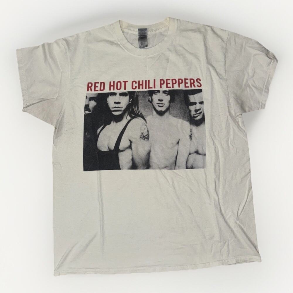 Red Hot Chili Peppers Band T-Shirt White Large 21x27 90s Y2K